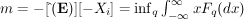 $ m=-[\^\,(\mathbf{E})][-X_i]=\inf_q \int_{-\infty}^\infty x F_q(dx) $